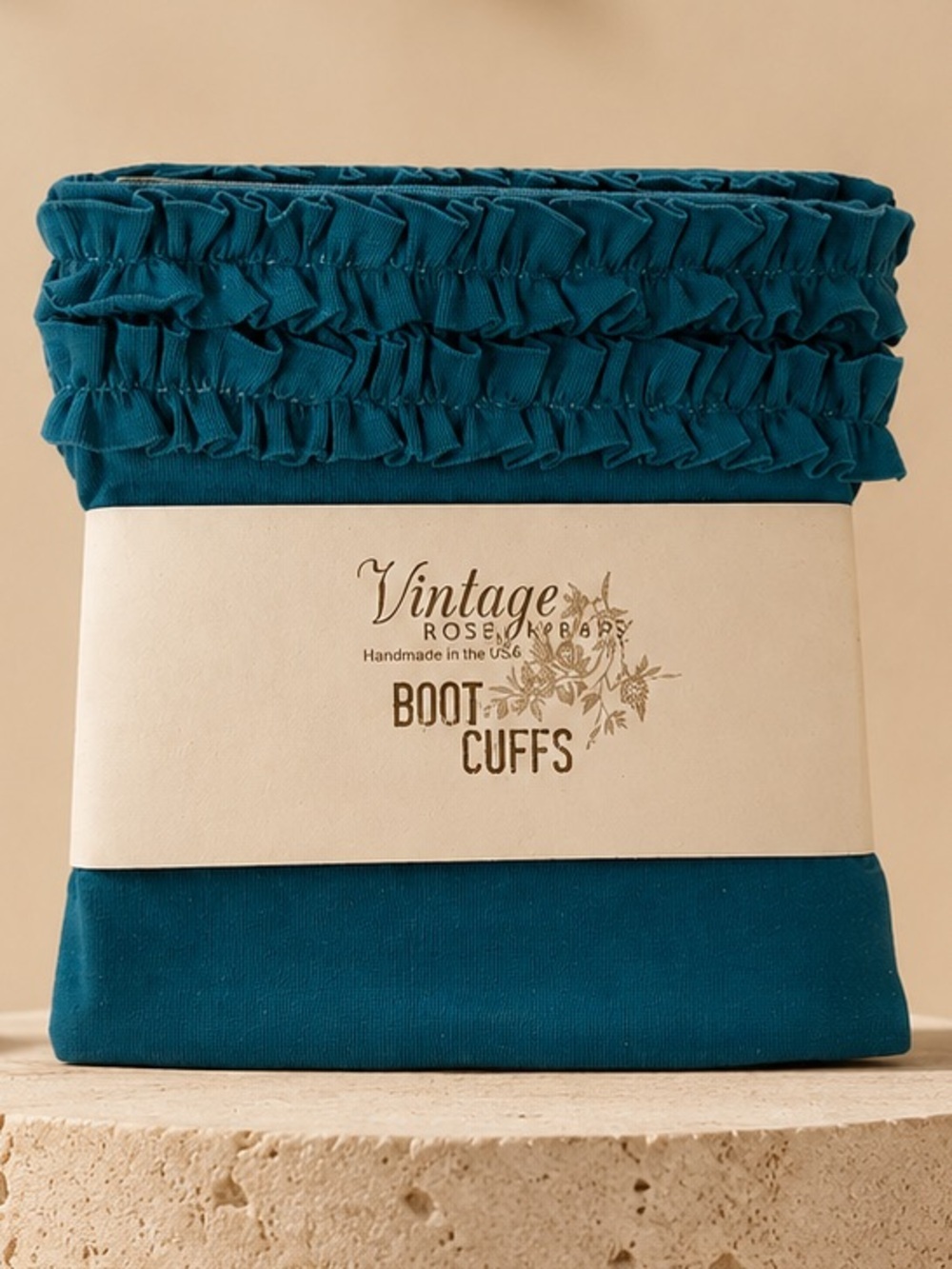 Vintage Rose Wraps Teal Ruffle Boot Cuffs | Boutique Layering Accessory